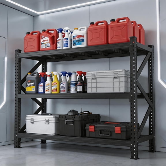 Home & Business Garage Shelving, 3000LBS All-Steel Welded Construction, Heavy Duty Storage Unit for Basement and Closet Organization, Black, 67"W x 20"D x 63"H, 3 Tier