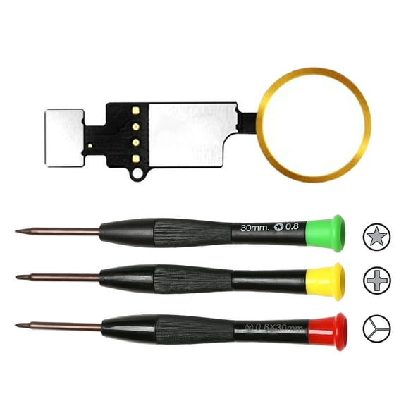 Home Button Replacement for iPhone 7 7Plus 8 8Plus - Home Button Touch ID Main Key Flex Cable Assembly Replacement with Repair Tools Kits（Gold）