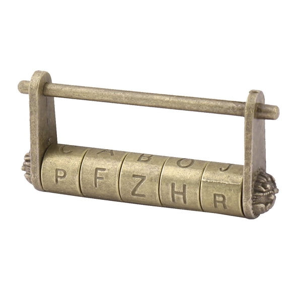Home Cabinet Box Case Metal Letters Password Chinese Lock Padlock Bronze Tone