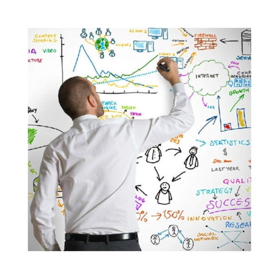 Home Cal 23.6"x78.7"Whiteboard Sticker Removable Self-Adhesive Wallpaper with Marker, White