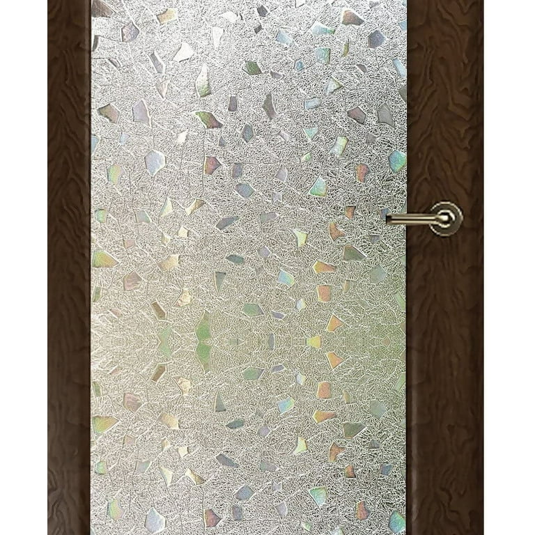 Floral Privacy Glass Flim Frosted Window Film Door Film,Static Cling Glass  Film,No Glue Stained Glass Anti Uv Window Stickers For  Bathroom,Office,Bedroom 17.7×39.4in 