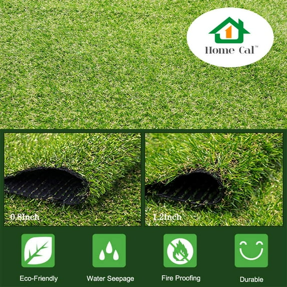 Home Cal Artificial Grass Artificial Turf Rug, 0.8Inch Blade Height 4ft x 7ft Rubber Backing Realistic Synthetic Fake Grass for Dogs or Outdoor Decor, Autumn Grass