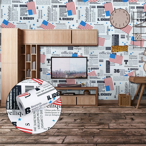 Home Cal Peel and Stick Wallpaper - Roll Waterproof Self-Adhesive Contact Paper Removable Shelf Paper PVC Wall Paper Covering - National Flag(Plastic Scraper Included)