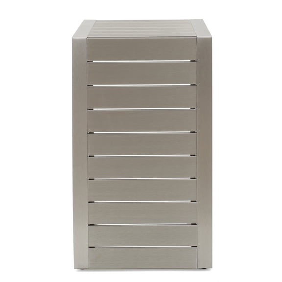 FunMay C-shaped Outdoor Side Table, Grey Steel