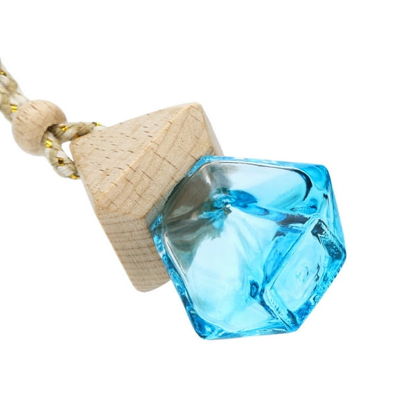 Home Car Hanging Air Freshener - Empty Glass Perfume Bottle with Wooden Lid - 6ml Capacity