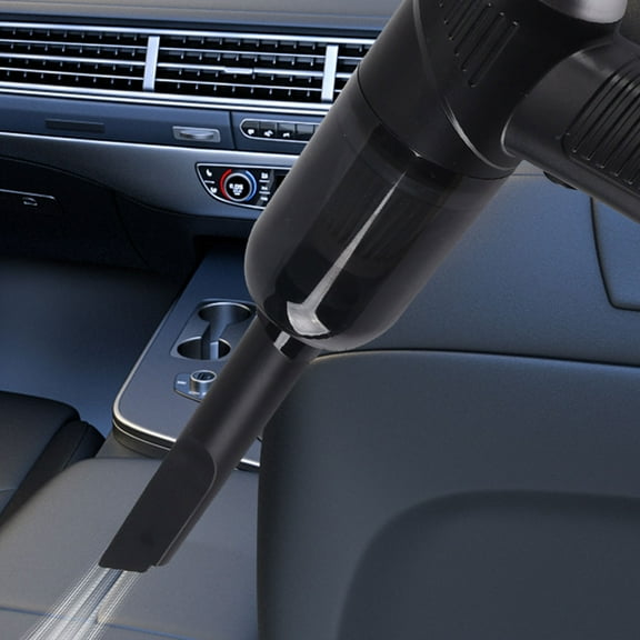 Home Car Vacuum Cleaner | Wireless Mini Rechargeable USB Portable Handheld Vacuum for Car Desktop Computer | Powerful Suction | Lightweight | 2 Nozzles | Black | 16.5x14.5cm