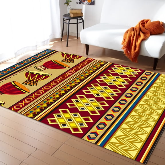 Home Carpet African Tambourine Geometric Lines Carpets for Living Room Anti-slip Carpet for Bedroom and Kitchen