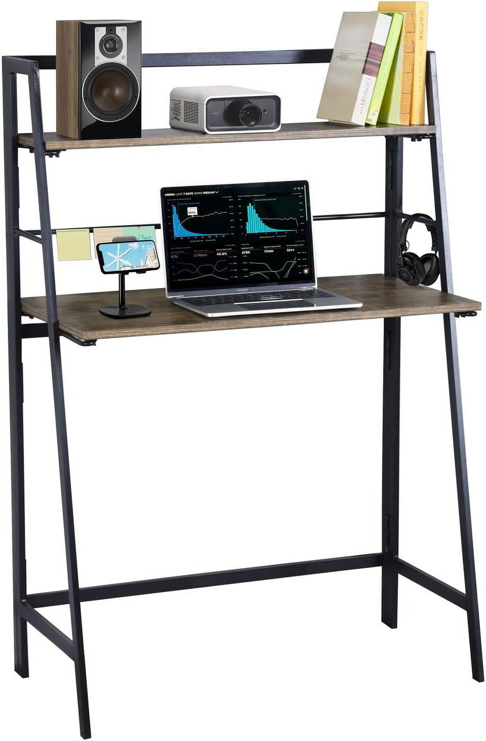 Home Casa Foldable Computer Desk 39.4Inch Student Study Table Modern Wooden Laptop Desk Sturdy Work PC Table with Hutch for Home Office Study Room