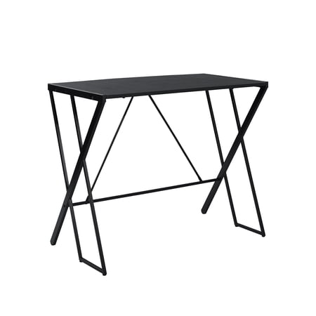 Home Casa Laptop Writing Study Table Simple Z-Shaped Metal Frame Desk Easy Assemble Space Saving Table for Home Office Study Room Living Room, Black