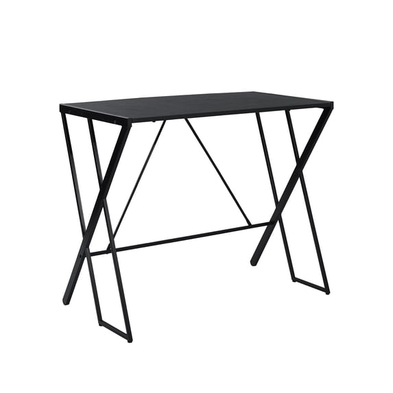 Home Casa Laptop Writing Study Table Simple Z-Shaped Metal Frame Desk Easy Assemble Space Saving Table for Home Office Study Room Living Room, Black