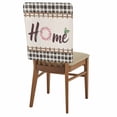 thumbnail image 1 of Home Chair Covers Set of 1 Spring Flower Ring Leaf Wooden Barriers Gray Plaid Linen Texture Chair Back Covers Stretch Removable Washable Slipcovers Protector for Dining Room Kitchen Party Decor, 1 of 9