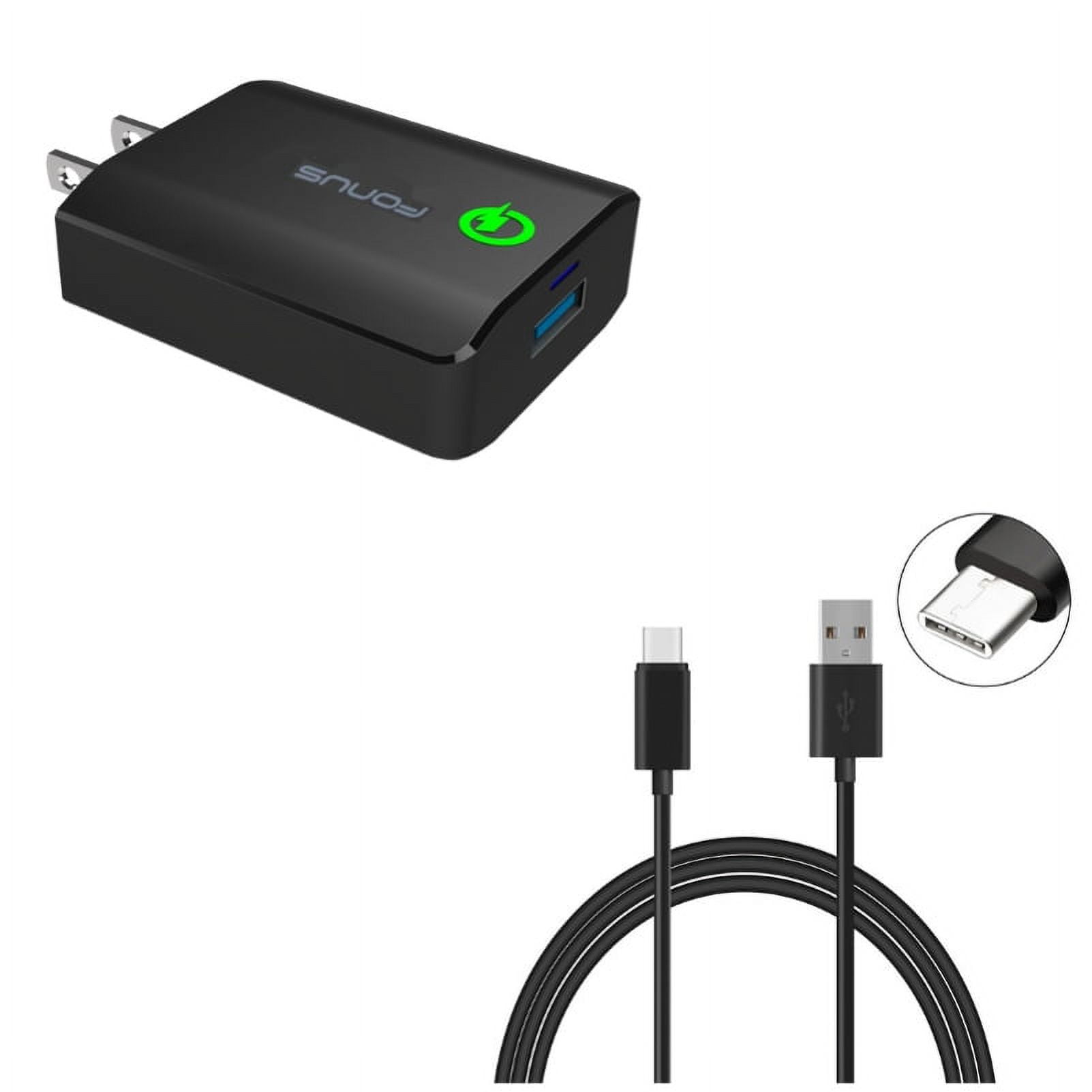 Home Charger & 10ft USB Cable for Samsung Galaxy S22,Ultra,S21,Ultra,S20 Ultra,Plus,Fan Edition,FE 5G - Fast 18W USB Port Power + Type-C Charger Cord Power Combo