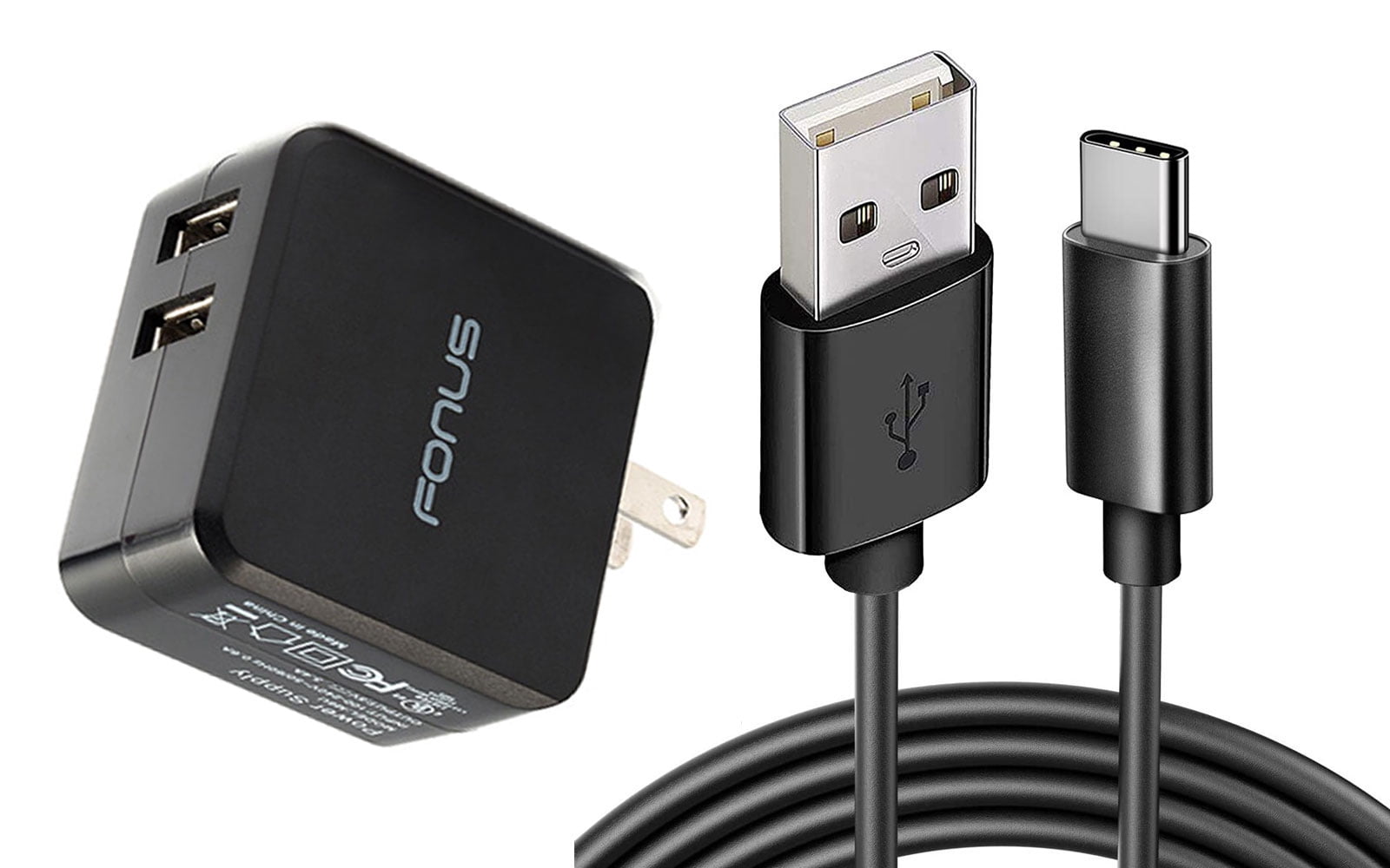 Home Charger 17W for Samsung Galaxy A06/A16 5G/A26 5G/A36 5G/A56 5G - 2-Port USB 3.4A Type-C Cable 6ft Power Adapter