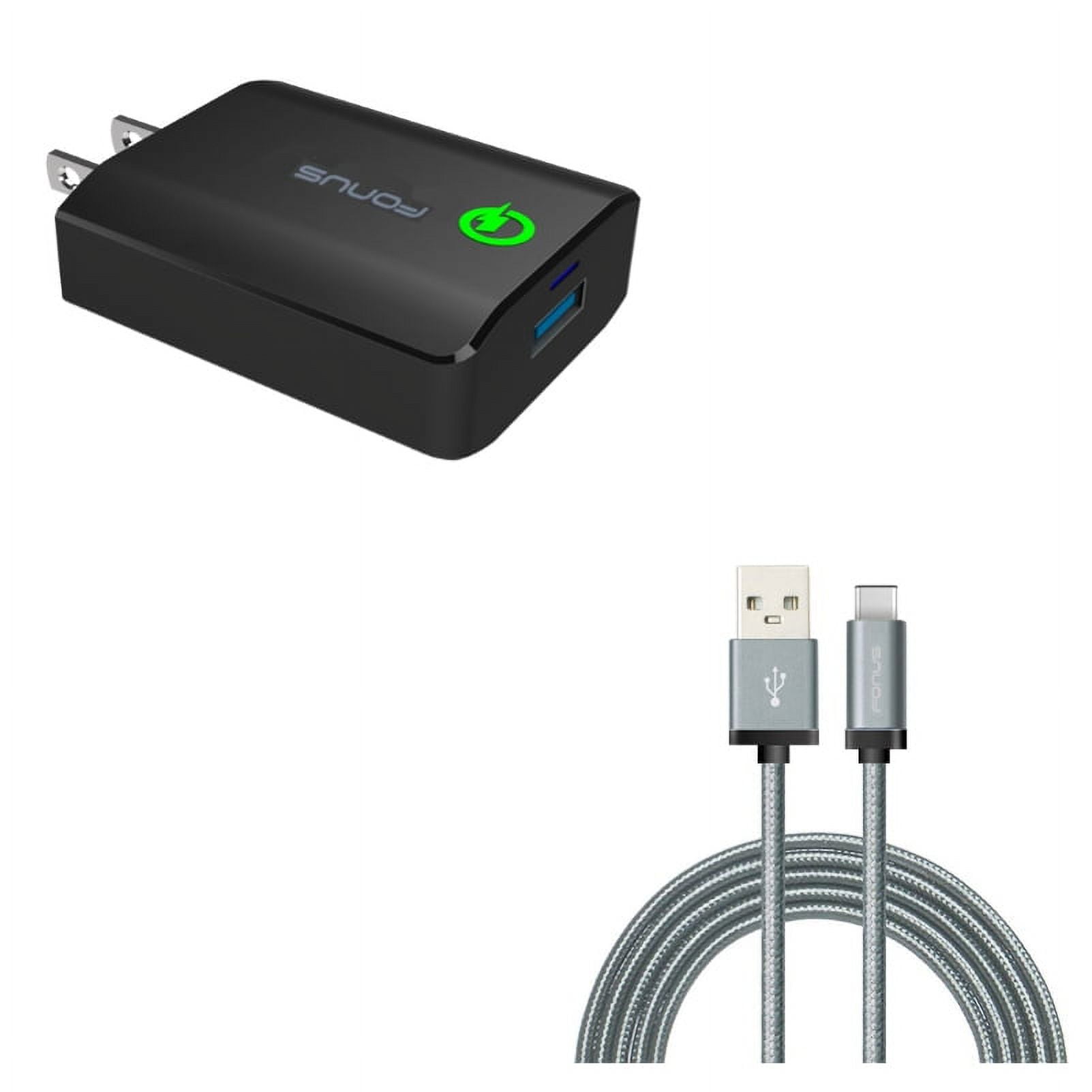 Home Charger & 6ft USB Cable for Samsung Galaxy S22,Ultra,S21,Ultra,S20 Ultra,Plus,Fan Edition,FE 5G - Fast 18W USB Port Power + Type-C Charger Cord Power Combo
