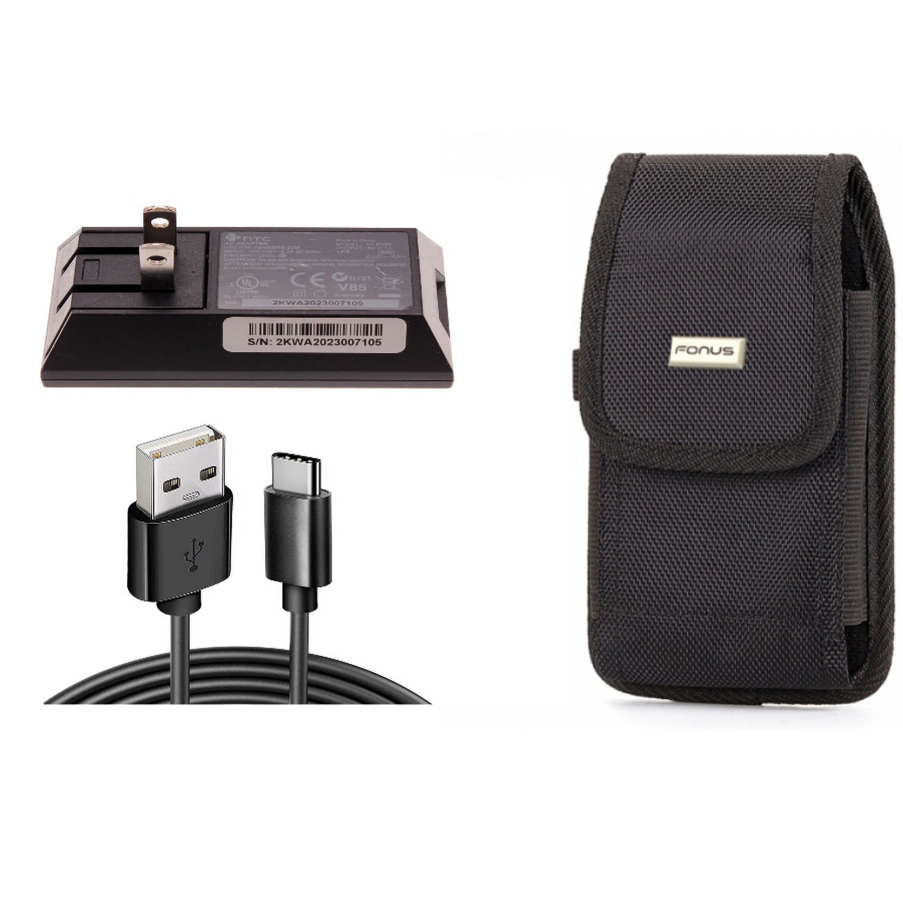 Home Charger & Case Belt Clip for iPhone 15 Pro Max - 6ft Long USB-C Cable Wall Power Adapter Type-C Charging Cord and Swivel Holster Rugged Cover L6Z for iPhone 15 Pro Max (6.7")