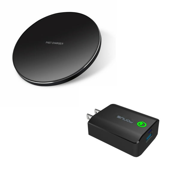Home Charger & Wireless Charger for Samsung Galaxy S22,Ultra,S21 Ultra,S20 Ultra,Plus,Fan Edition - Fast 18W USB Port Power + Fast 7.5W and 10W Charging Pad Combo