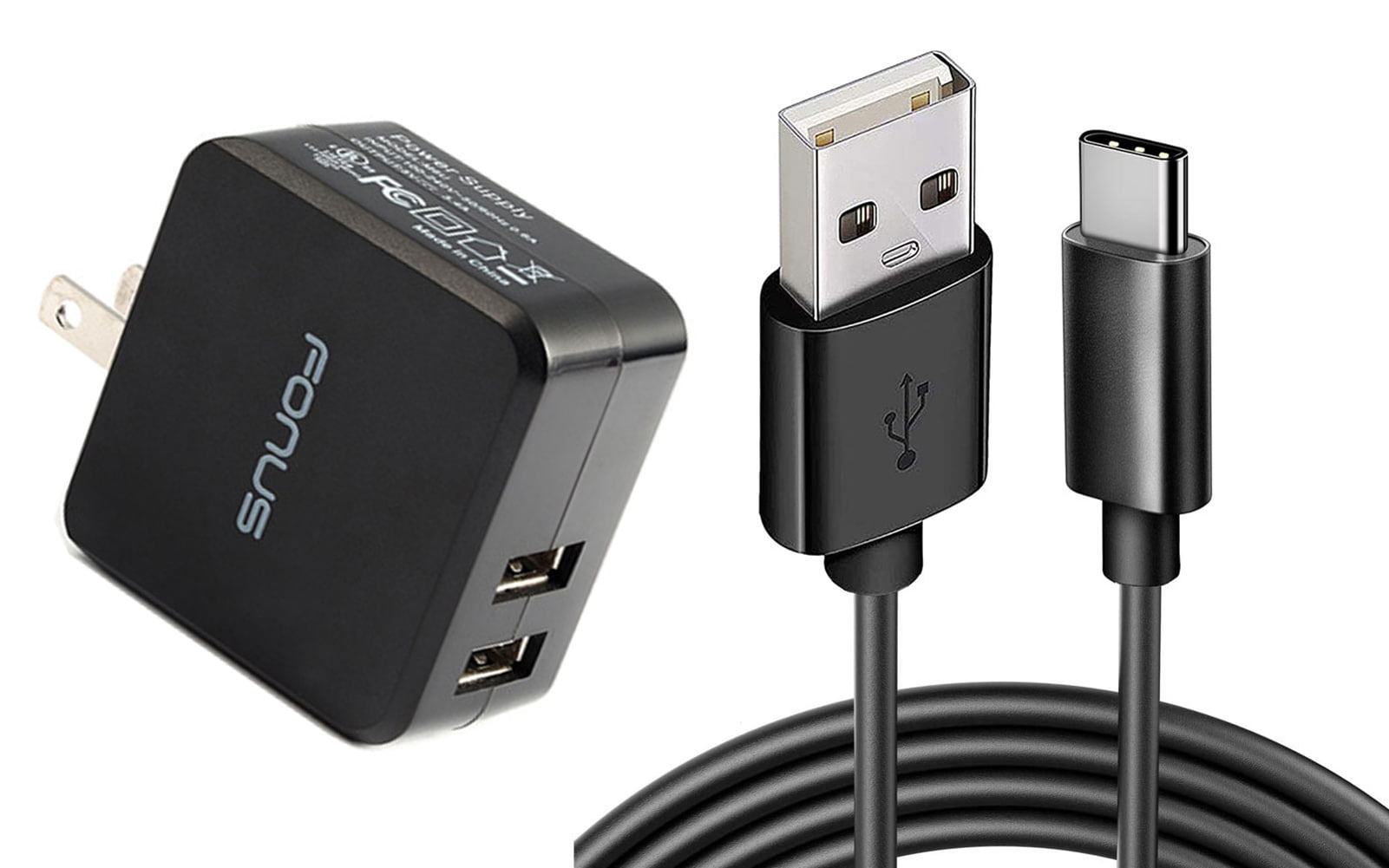 Home Charger for Samsung Galaxy S24/Ultra/Plus Phone - 17W 2-Port USB 3.4A Type-C Cable 6ft Power for Galaxy S24/Ultra/Plus