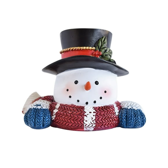 Home Christmas Snowman Decor, 3.9*4.5 Inch Snowman Figurines Resin for Christmas Table top Decorations Snowman LED for Indoor Decor Light Up Snowman Festive Fiber Optic for