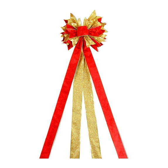 Home Christmas Tree Topper,55.12inch Red Large Velvet Bow with Long Streamers,Wired Edge Decorative Bow for Wreath Door Holiday Party Festival Xmas Decoration Supplies