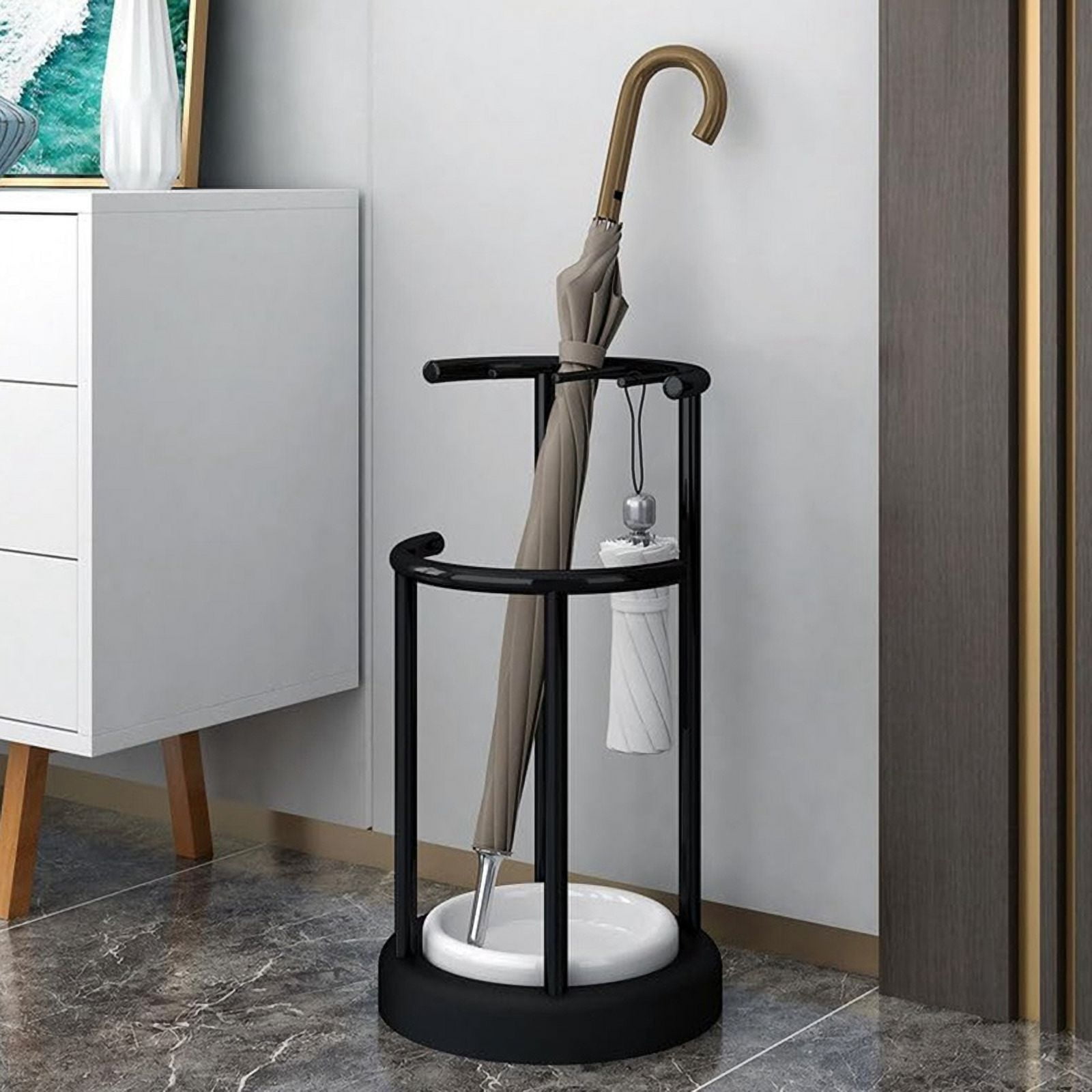 Home Circular Umbrella Holder with Removable Drip Tray Stand for