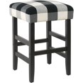 thumbnail image 1 of Home | Classic Open-Back Counter Height Barstool | Square 24 Inch Bar Stools with Domed Cushion, Black Plaid, 1 of 9