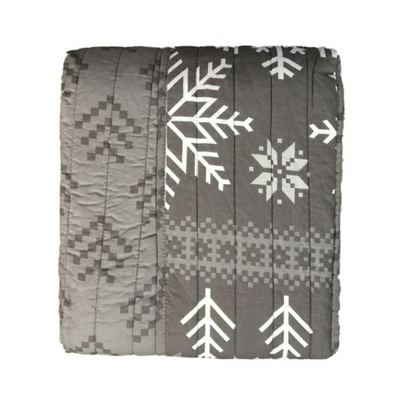 Home Classic Twin Gray Sarah Fair Isle Reversible Bed Quilt