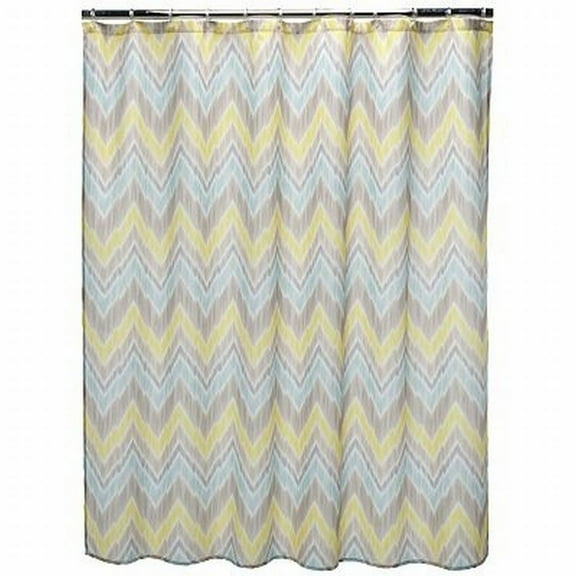 Home Classics Tribal Finds Fabric Shower Curtain Yellow Blue Chevron Bath Decor