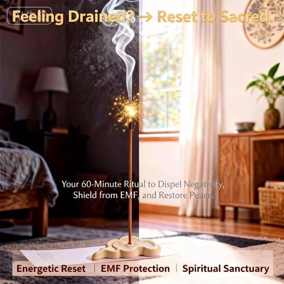Home Cleansing Incense Kit: Incense Holder & Smudge Mugwort Sticks for Cleansing Negative Energy, Spiritual Blessing, Digital Detox | Ultimate Sacred Space for Meditation, Yoga, Reiki, Protect Home