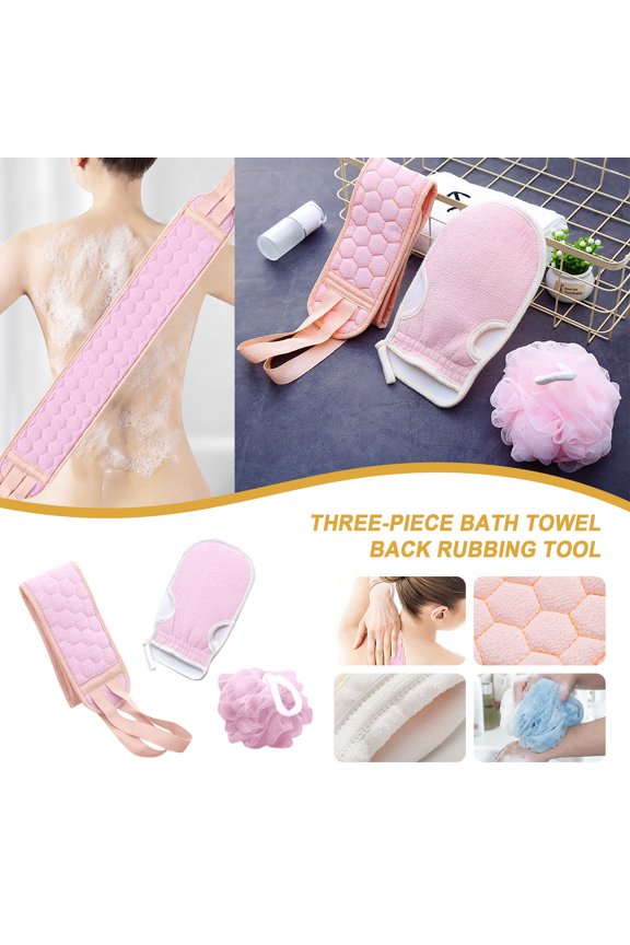 Home Clearance Under $10.00 Lawor Three-Piece Bath Ball Set Scrubbing Artifact Toiletries Bathroom Supplies Pink Q1902