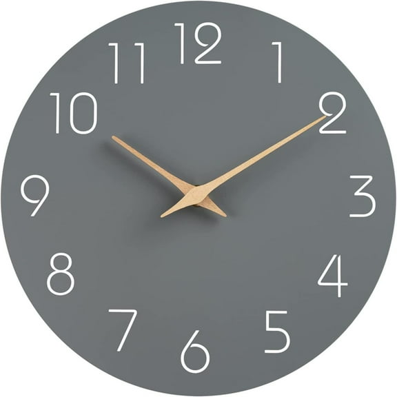 Home Clock Clearance! Huayishang Wooden Wall Clock Wall Clock Silent Non Ticking Battery Operated Wooden Hanging Clock for Home Bathroom School Decor Silent Wall Clock, 1*Clock Grey