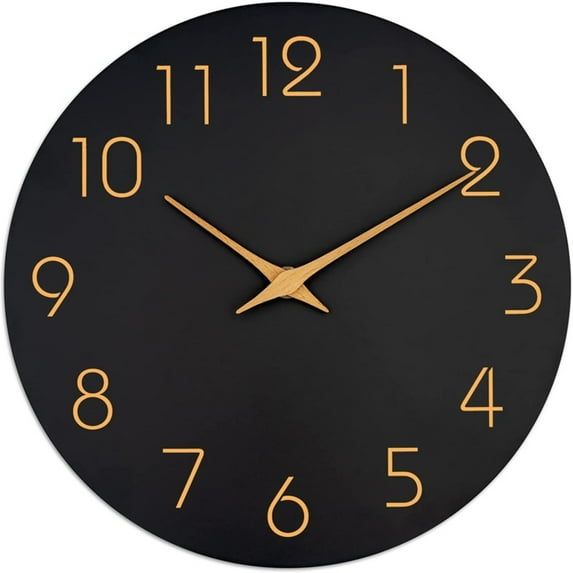 Home Clock Clearance! Huayishang Wooden Wall Clock Wall Clock Silent Non Ticking Battery Operated Wooden Hanging Clock for Home Bathroom School Decor Silent Wall Clock, 1*Clock Black