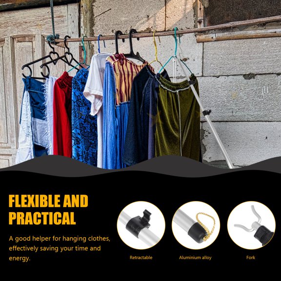 Home Clothesline Rod Telescoping Clothesline Pole: Retractable Aluminum Alloy Adjustable Closet Rod (49.21X1.57X0.98Inch)