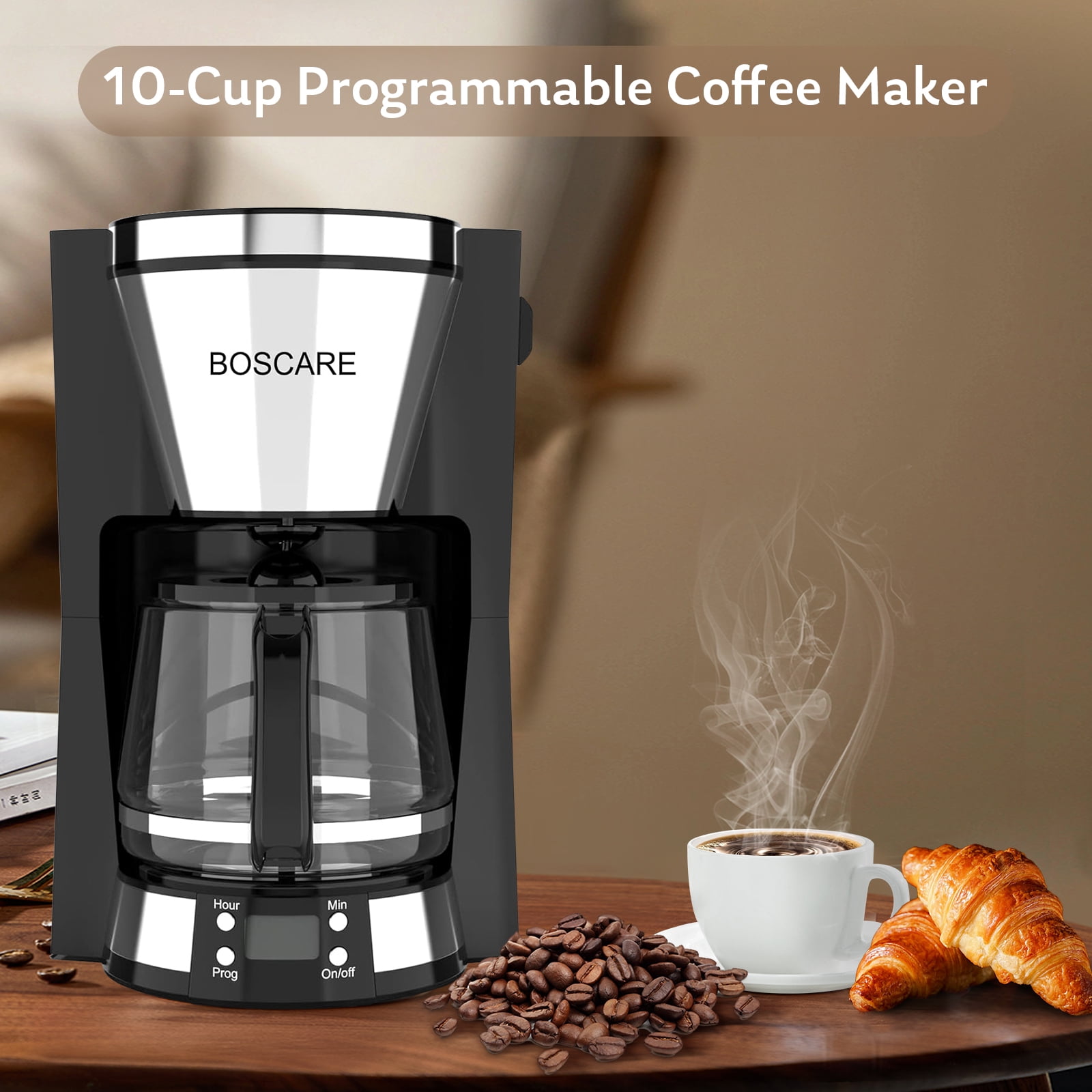 Home Coffee Maker, 10Cup Programmable Coffee MakerAutomatic Drip with