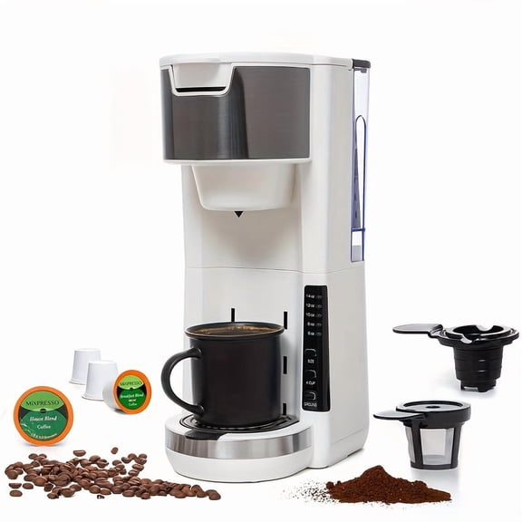 Home Coffee Maker for K-Cups And Ground Coffee, Featuring a Built-In Water Reservoir, Single-Serve Capability, And Essential Coffee Bar Additions on