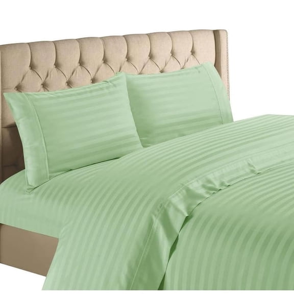 Home Sweet Home Dreams Inc Hampton Home 1200 TC Cotton Stripe Sheet Set Sage Deep Pocket Full