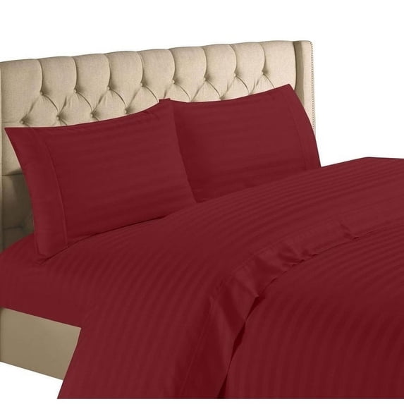 Home Collection 1200 Thread Count 100% Cotton Egyptian Quality Deep Pocket Stripe Sheet Set (Queen, Burgundy)