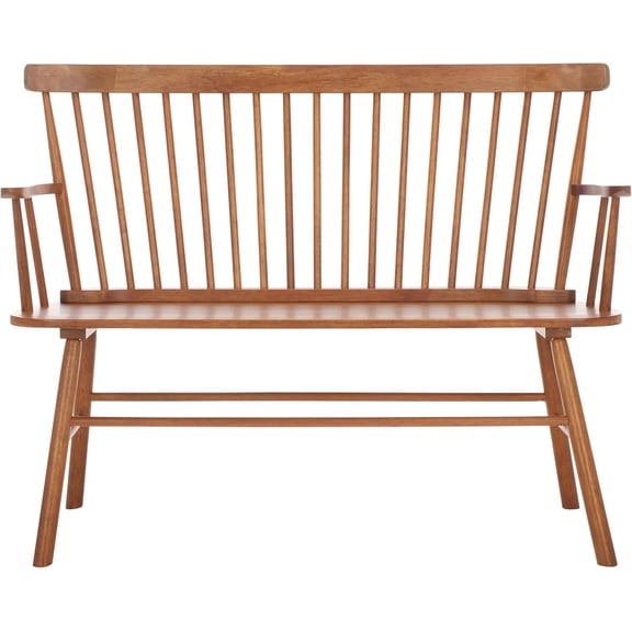Home Collection Addison Farmhouse Honey Solid Wood Windsor Spindle Loveseat Bench