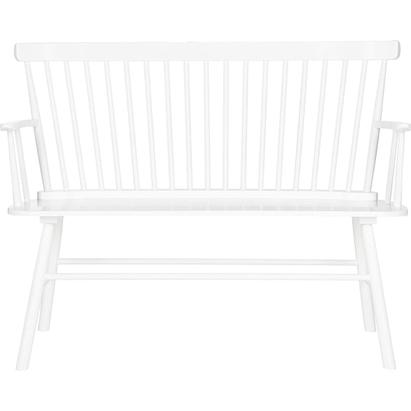 Home Collection Addison White Solid Wood Spindle Back Loveseat Bench, Farmhouse Settee for Entryway Living Room or Dining Area (AMH8513B)