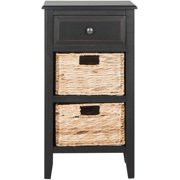 Home Collection Everly Drawer Distressed Black 1-Drawer 2 Removable Baskets Side Table