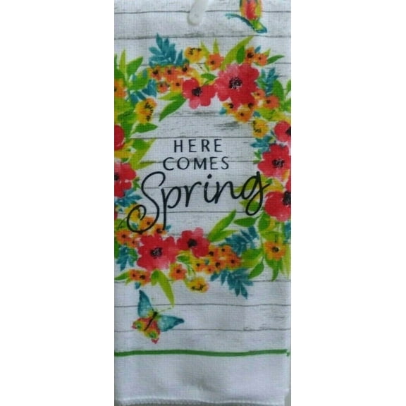 Home Collection Kitchen Towel 100% Polyester ~ Here Comes Spring Qty 1