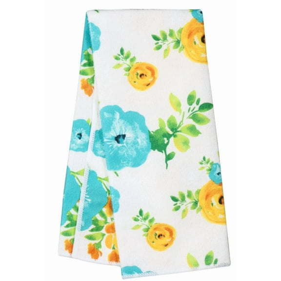 Home Collection Kitchen Towel 100% Polyester~Spring Fling Blue/Gold/White Qty 1