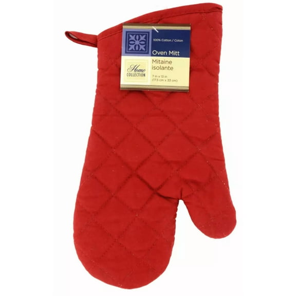 Home Collection Oven Mitt 100% Cotton ~ Red