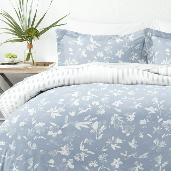 Home Collection Premium Ultra Soft Country Home Pattern Light Blue & White 3-Piece Reversible Duvet Cover Set