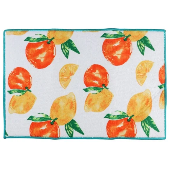 Home Collection Self Absorbent Polyester Dish Drying Mat 11X17 ~ Orange Lemons