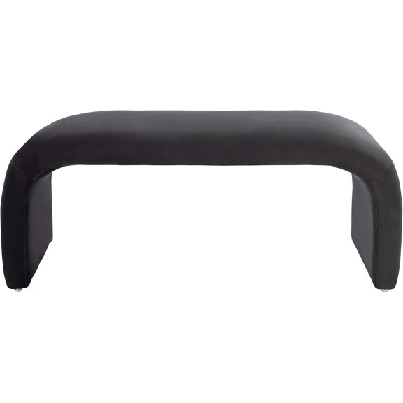 Home Collection – Tenko Curved Velvet Bench, Modern Minimalist Upholstered Accent Bench for Bedroom, Entryway or Living Room (BCH1300B)