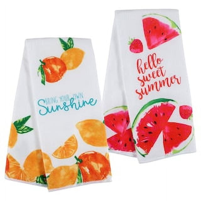 Set of 2 TROPICAL OASIS Pineapple Terry Kitchen Towels by Kay Dee Designs 