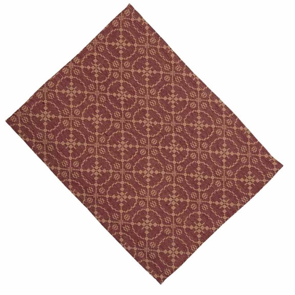 Home Collection by Raghu Marshfield Jacquard Barn Red and Tan Placemat, 14" x 18"