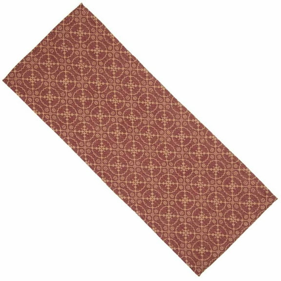 Home Collection by Raghu Marshfield Jacquard Barn Red and Tan Table Runner, 14" x 36"
