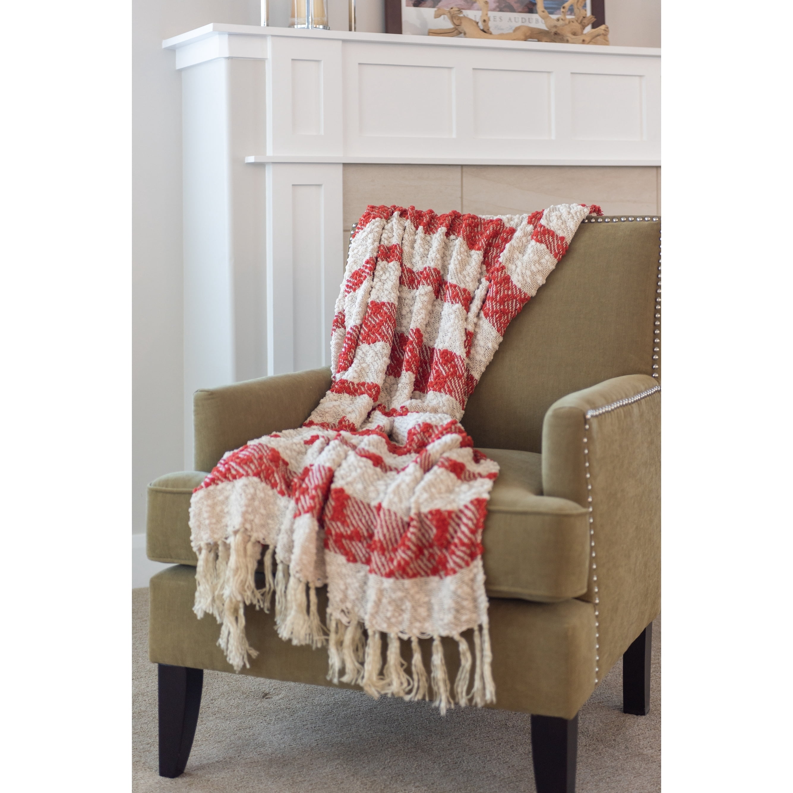 Home Collections n Taylor Woven Throw Red Striped
