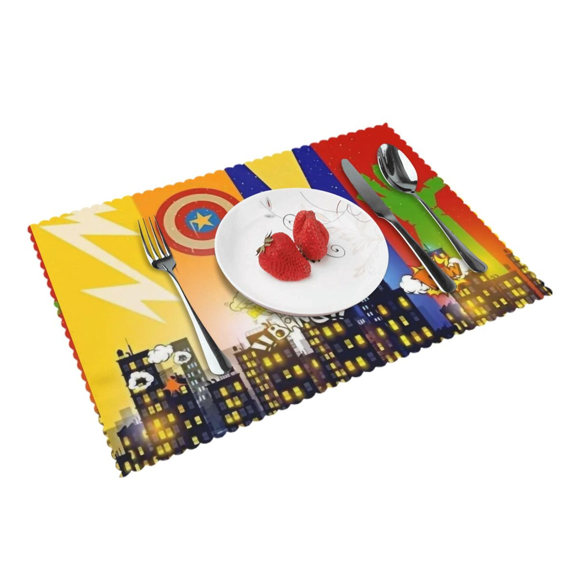 Home Colorful Lightning Green Hand Placemats Set Of 4 Washable Wipeable